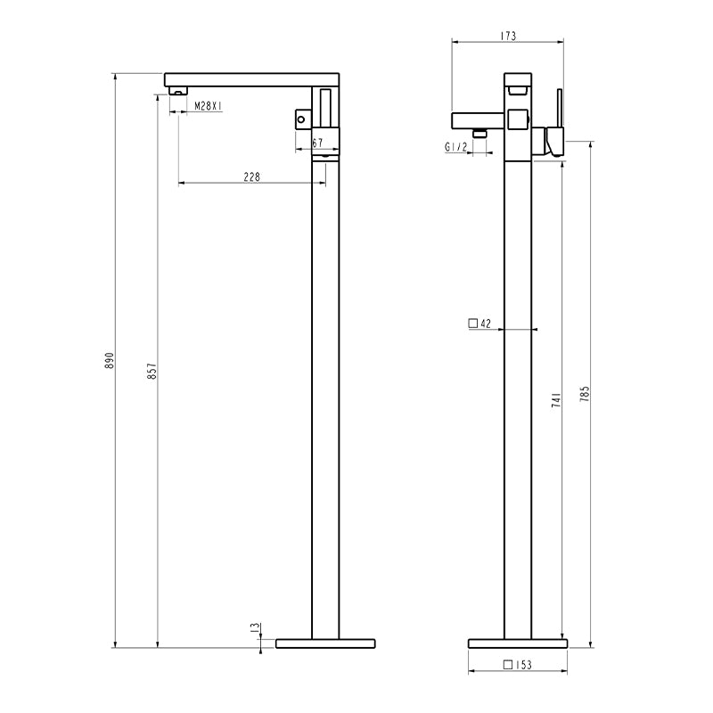 Freestanding Floor Standing Bath Faucet Black