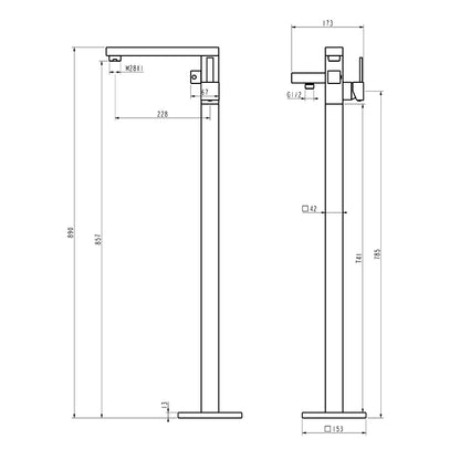 Freestanding Floor Standing Bath Faucet Black