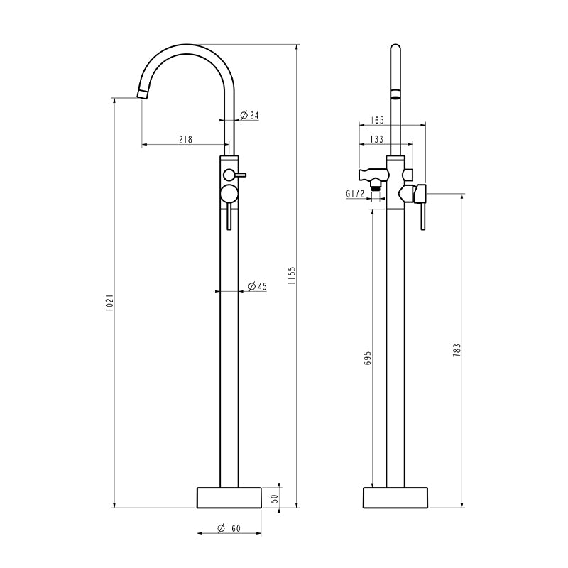 Freestanding Floor Standing Bath Faucet  Gunmetal Gray