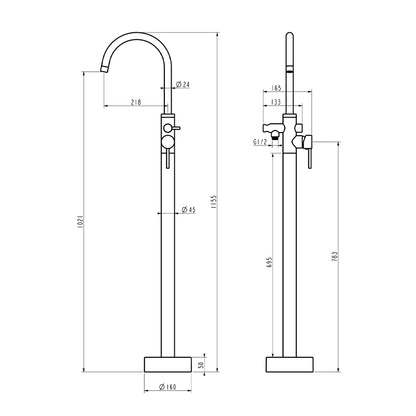 Freestanding Floor Standing Bath Faucet  Gunmetal Gray