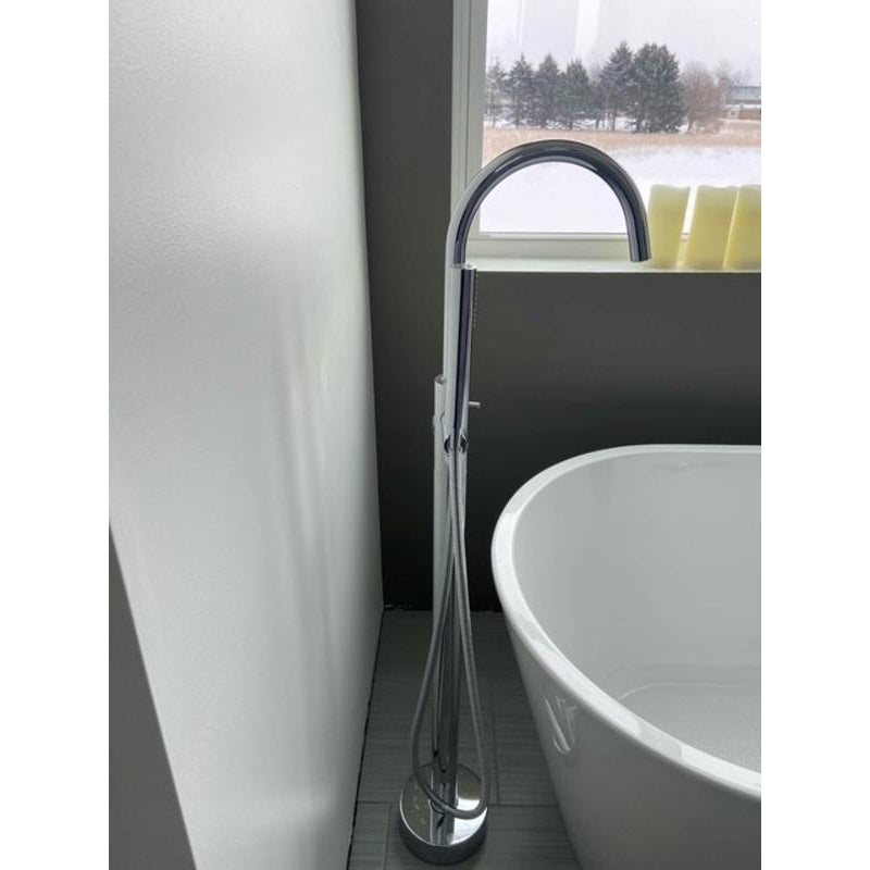 Freestanding Floor Standing Bath Faucet  Brushed Nickel
