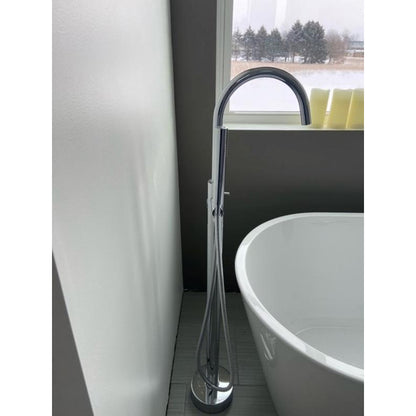 Freestanding Floor Standing Bath Faucet  Brushed Nickel